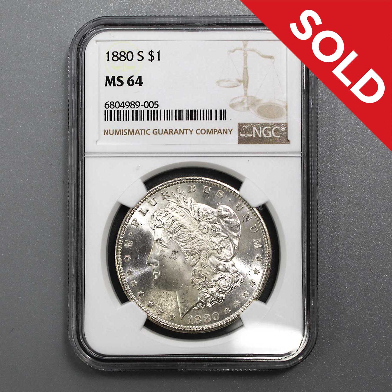 SOLD 1880-S Morgan Dollar Coin MS64 NGC . COIN485 - Time Traveler 