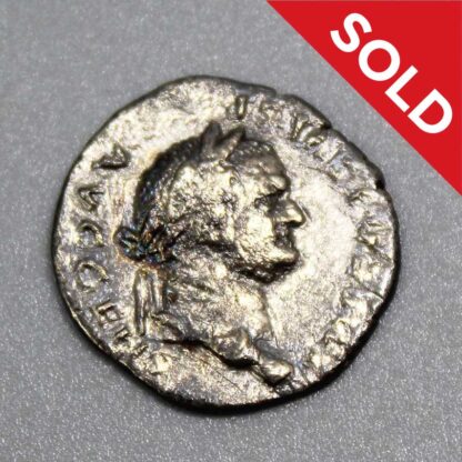 SOLD 69-79 AD Roman Silver Denarius Coin Vespasian . COIN577