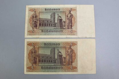 1942 German 5 Reichsbanknote <font color=“#AC18DF”>Price Each</font> . COIN600 - Image 2