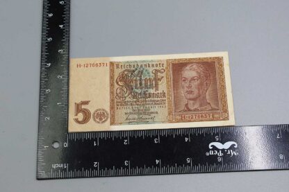 1942 German 5 Reichsbanknote <font color=“#AC18DF”>Price Each</font> . COIN600 - Image 3