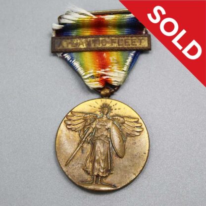 SOLD US WW1 Victory Medal w/Atlantic Fleet Bar . YMU4852