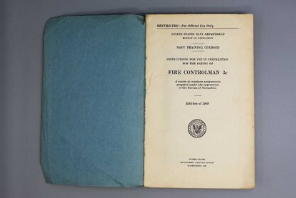 1940 USN Fire Controlman Book 1940 Edition . BOOK276 - Image 3