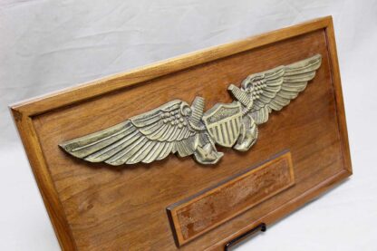 Large Wood and Brass Navy Flight Officer Plaque . FLU4902 - Image 2