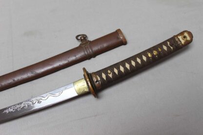 WW2 Japanese Army Officer Sword with Dragon Etch . SJ340 - Image 9